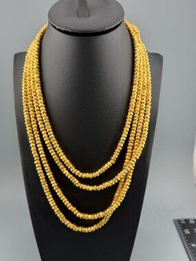 Vintage MMA Metropolitan Museum Multi Strand Gold Tone Bead Necklace Egyptian St